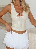 Nostalgic Nights Sequin Top Lemon