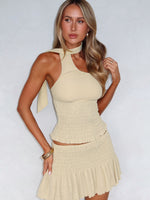 Break The Limits Shirred Mini Skirt Pistachio