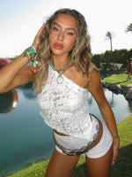 It's A Love Story Lace Top White