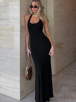 Took A Chance Halter Maxi Dress Black