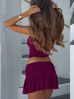 Break The Limits Shirred Mini Skirt Berry