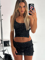 My Little Secret Sequin Knit Mini Skirt Black