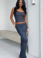 Star Shining Sequin Knit Maxi Skirt Midnight