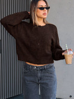 Warm Whispers Knit Cardigan Chocolate