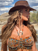 Own The Night Beaded Top Burnt Orange
