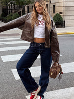 Bring The Style Low Rise Wide Leg Jeans Dark Indigo