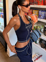 Chill In Style Halter Top Navy