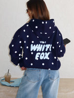 Offstage Printed Oversized Hoodie Navy Polka Dot
