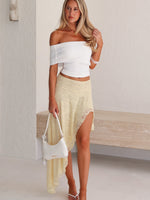 Dancing On My Own Lace Midi Skirt Lemon