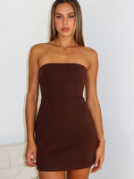 Keep Falling Strapless Mini Dress Chocolate