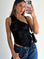 It's A Love Story Lace Top Black