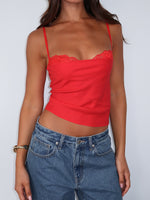 Tell Me All About It Top Red