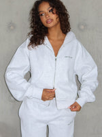 Test Drive Boxy Zip Front Hoodie Grey Marle