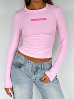 Love Addiction Long Sleeve Baby Tee Pink