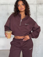 Test Drive Boxy Quarter Zip Sweater Chocolate