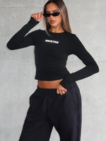 Love Addiction Long Sleeve Baby Tee Black