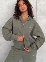 Test Drive Boxy Zip Front Hoodie Khaki