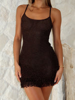 Keeping Me Awake Knit Mini Dress Chocolate