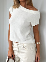 Finding Time Off Shoulder Knit Top White