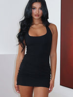 Parting Ways Halter Mini Dress Black