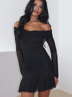Dreaming Of Yesterday Long Sleeve Mini Dress Black