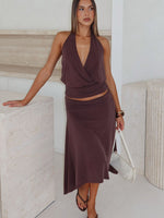 Tropic Drift Midi Skirt Chocolate