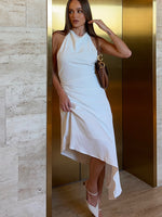 Night Hustle Halter Midi Dress White