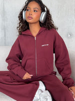 Test Drive Boxy Zip Front Hoodie Dark Cherry
