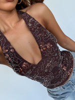 You Can Be Mine Beaded Top Chocolate