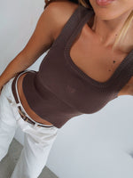 Wanting Problems Knit Top Chocolate