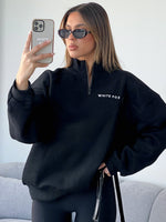 Where Did You Go Zip Front Sweater Black