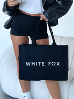 White Fox Tote Bag Black