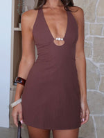 Forever With You Halter Mini Dress Chocolate