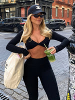 Over The Line Long Sleeve Crop Black