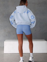 Serving Up Cropped Hoodie Baby Blue