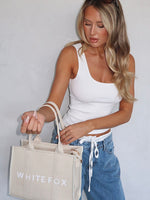 White Fox Mini Tote Bag Beige