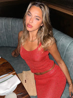 Love Galore Sequin Knit Top Red