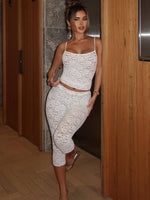 Vibe With Me Lace Capri Pants White