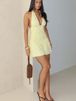 Whispered Dreams Halter Mini Dress Lemon