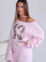 All A Dream Off Shoulder Oversized Long Sleeve Tee Pink