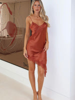 Behind The Light Lace Mini Dress Rust