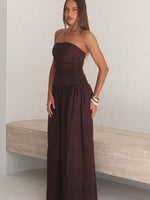 Bittersweet Babe Strapless Broderie Maxi Dress Chocolate
