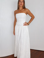Bittersweet Babe Strapless Broderie Maxi Dress White