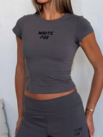 Break The Records Baby Tee Charcoal