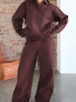 Chill Moves Wide Leg Sweatpants Chocolate