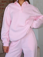 Chill Moves Oversized Henley Sweater Pink