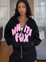 Club 14 Allie Boxy Zip Front Hoodie Black