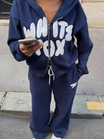 Club 14 Allie Boxy Zip Front Hoodie Navy