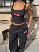 Club 14 Cassie Wide Leg Sweatpants Black