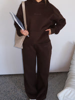 Come A Long Way Wide Leg Sweatpants Chocolate